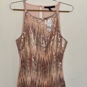 WHITE HOUSE BLACK MARKET blush pink sequin tank top women large party mrsp$99